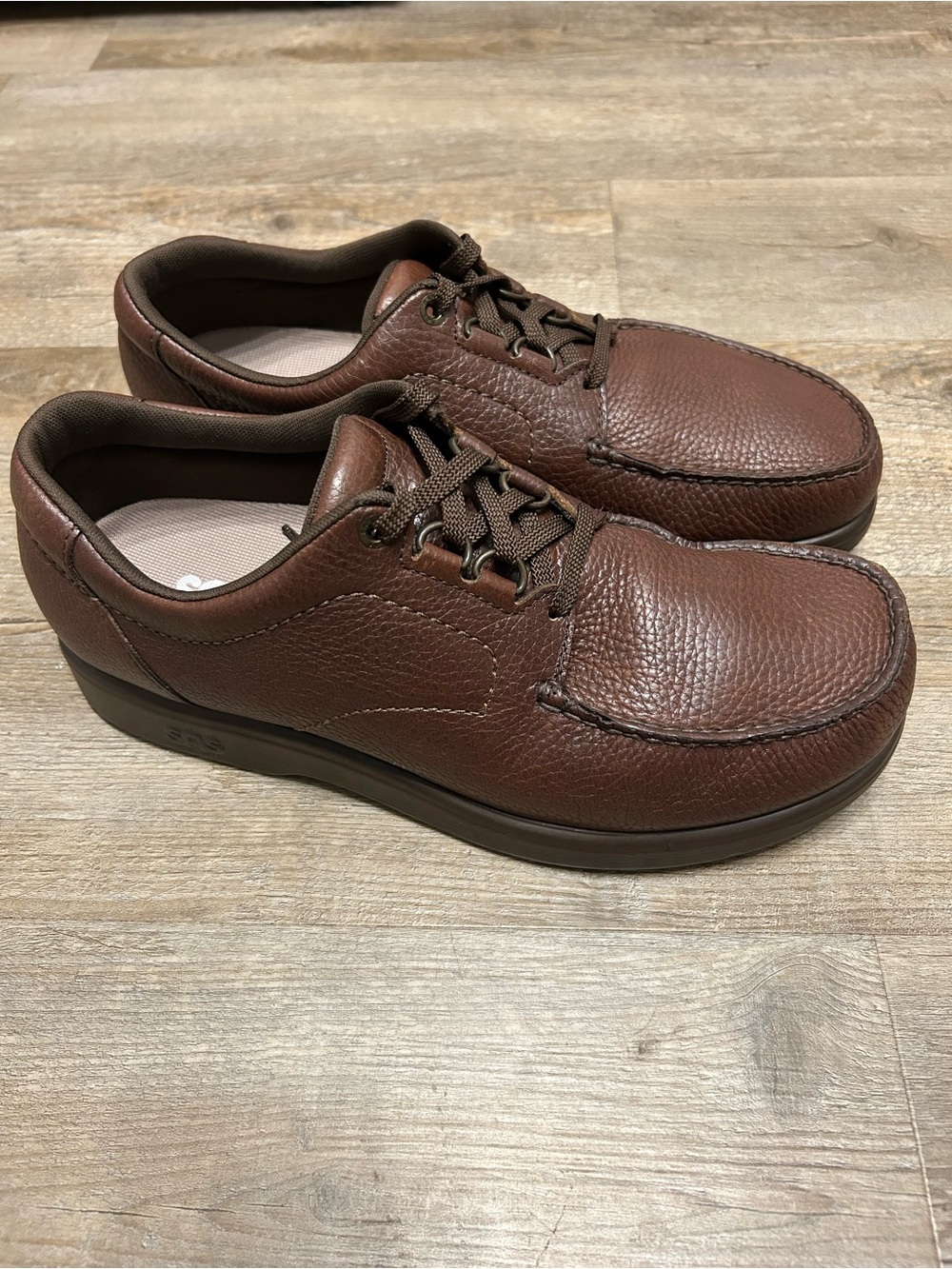 SAS Men's Size 12 Wide Brown Leather Casual Lace-Up Orthopedic Comfort Shoes USA